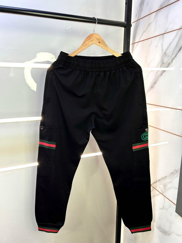 Gucc i Imported Black Embossed Logo Super Premium Track Suit With Brand Carry Bag F2238-BL