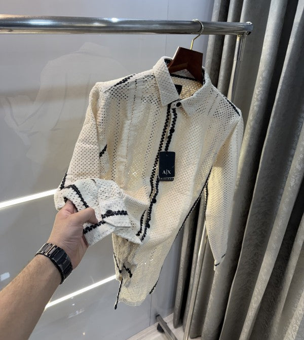 Arman i Exchange 5 Stripes Crochet Shirt with box packing And Carry Bag