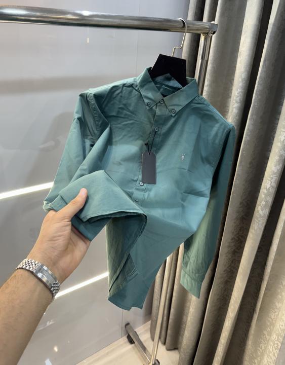 A ll saint s English Green Embroidery Logo Classic Shirt