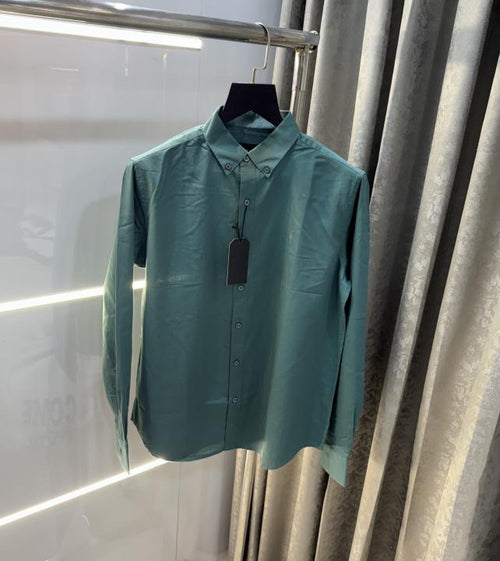A ll saint s English Green Embroidery Logo Classic Shirt