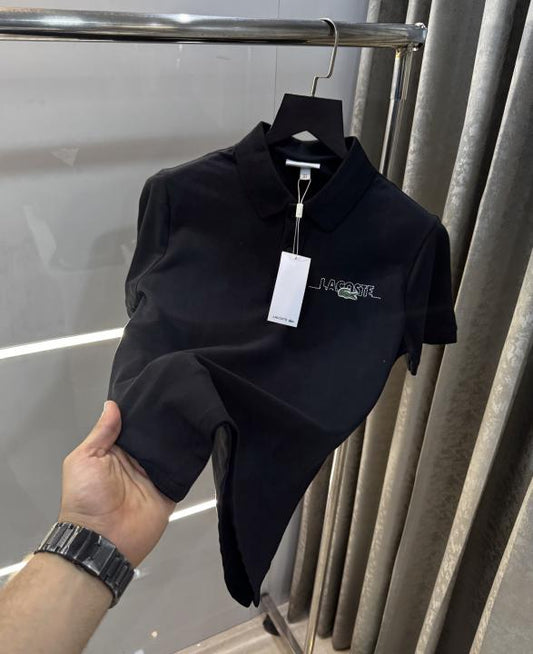 Lacost e Black Embroidery Logo Premium Polo T-Shirt