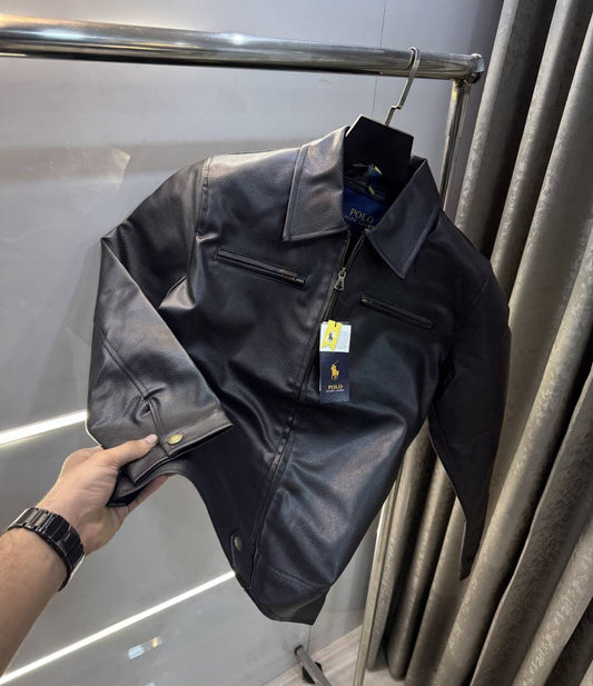 Ralp h Laure n Black Premium Imported leather Jacket