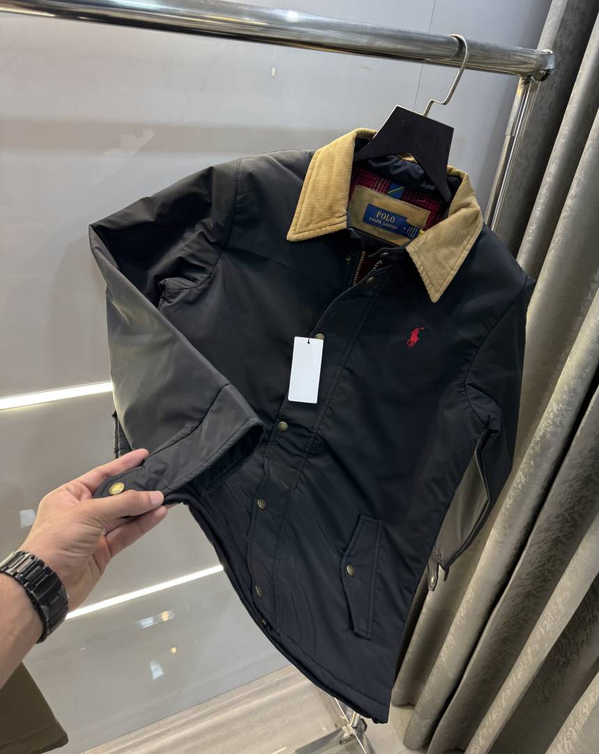 Ralp h Laure n Black Imported Classic Bomber Jacket